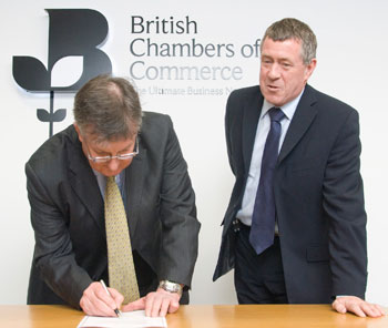 BCCs DG signing Skills Pledge with John Denham MP